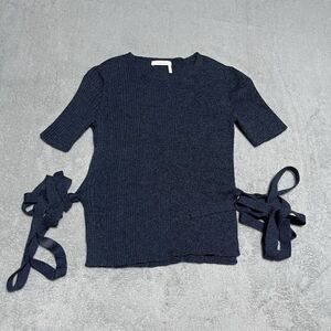 See By Chloe Sweater Womens XS‎ Navy Blue Short Sleeve Jumper Wool